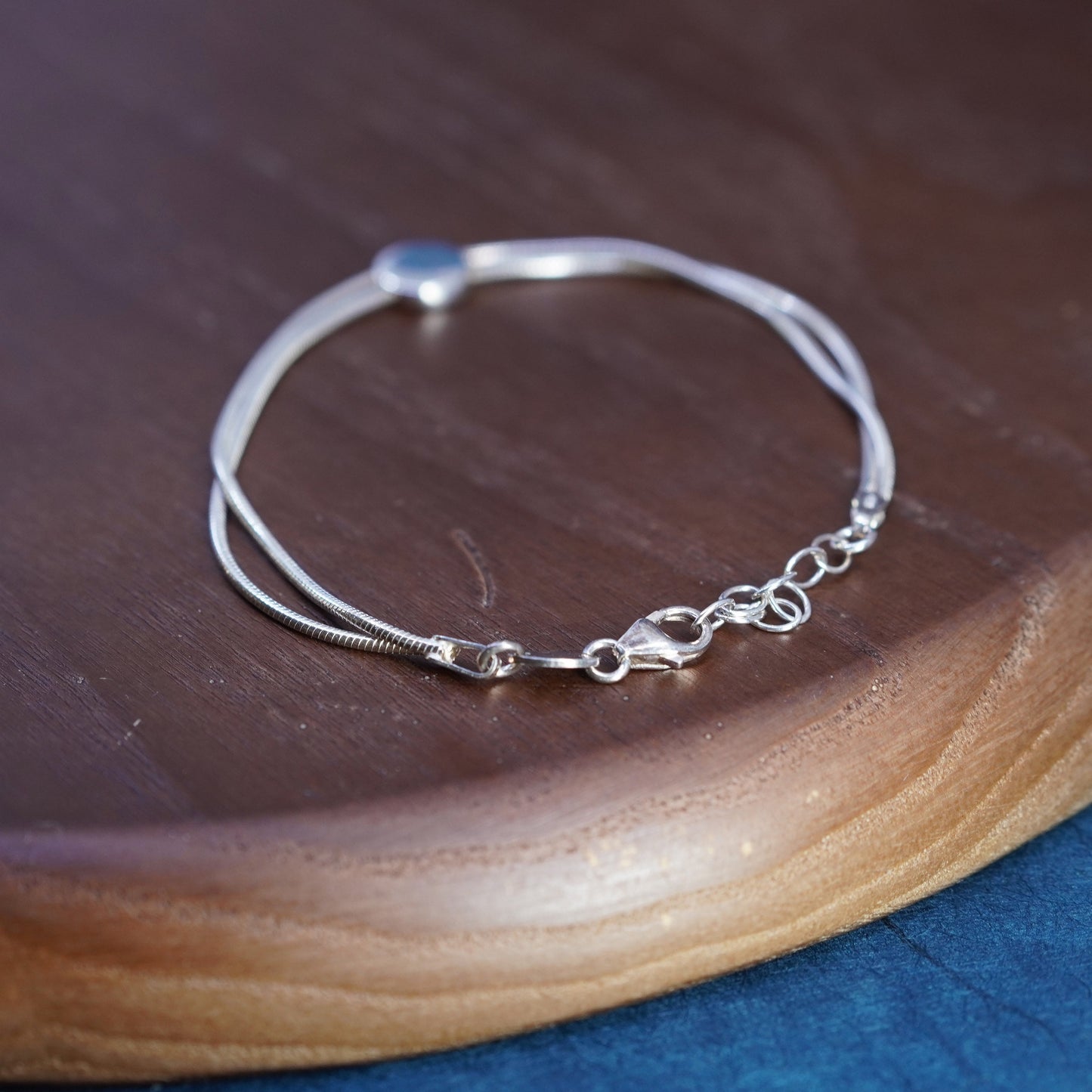 6.5+1”, Dyadema Sterling silver handmade bracelet, 925 double snake chain