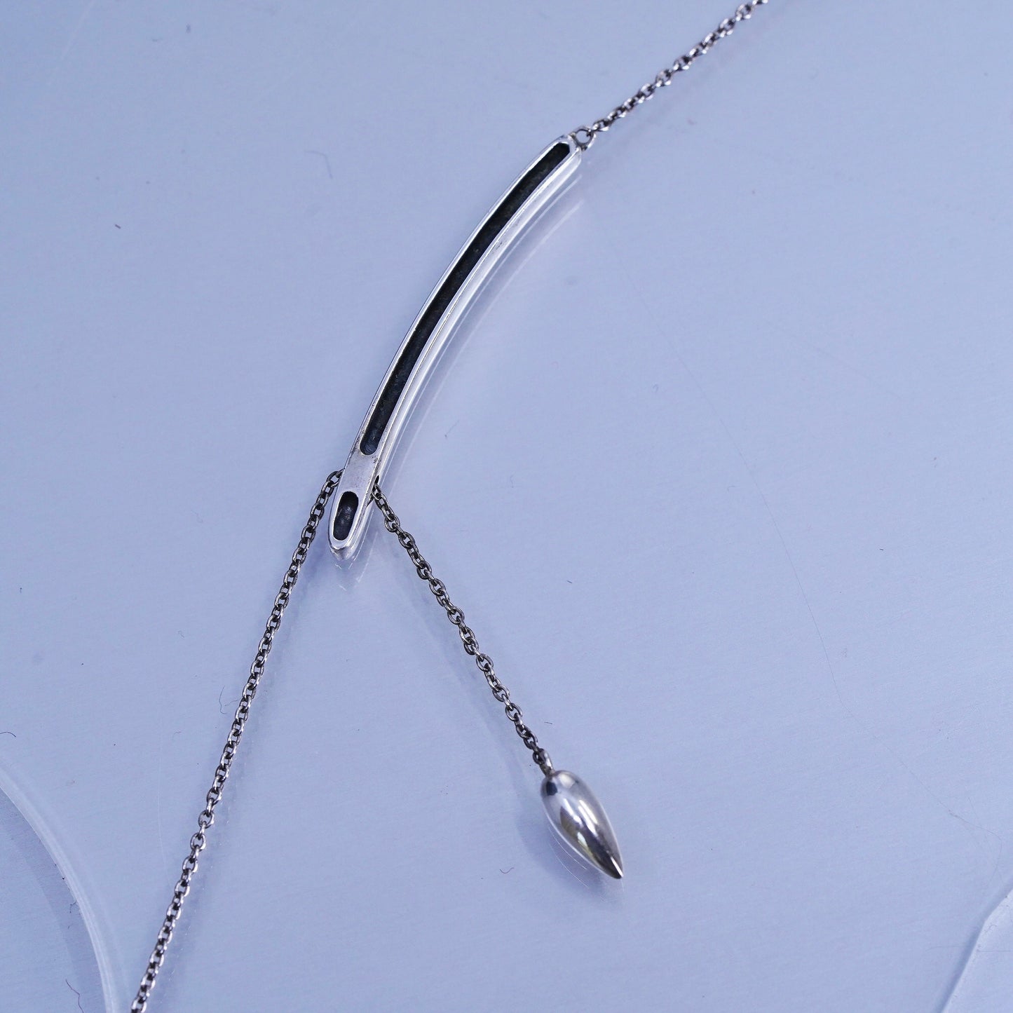 16+2” Silpada Sterling 925 Silver Exuberance CZ Bar Necklace w/ teardrop charm