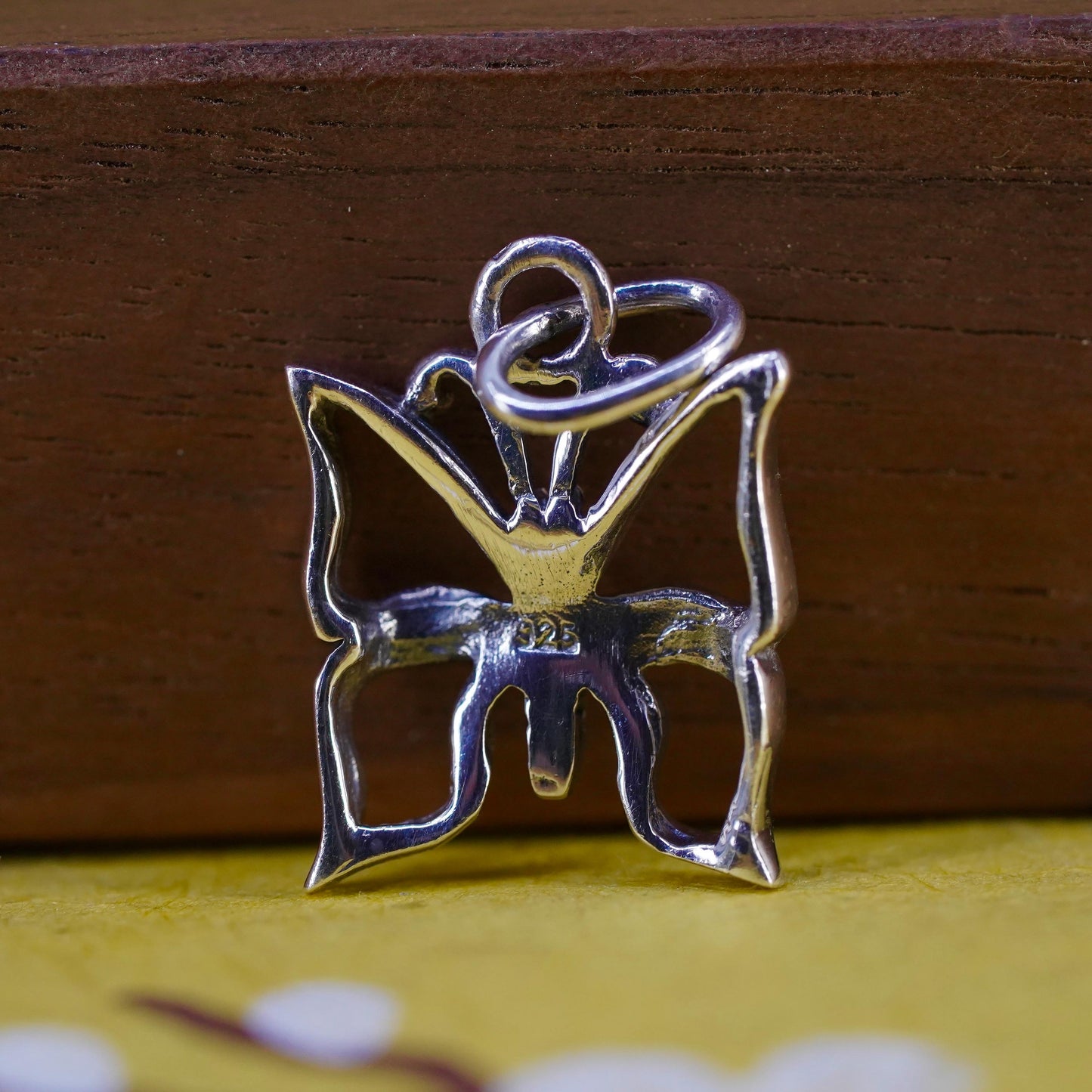 Vintage Sterling silver handmade pendant, 925 cute butterfly charm