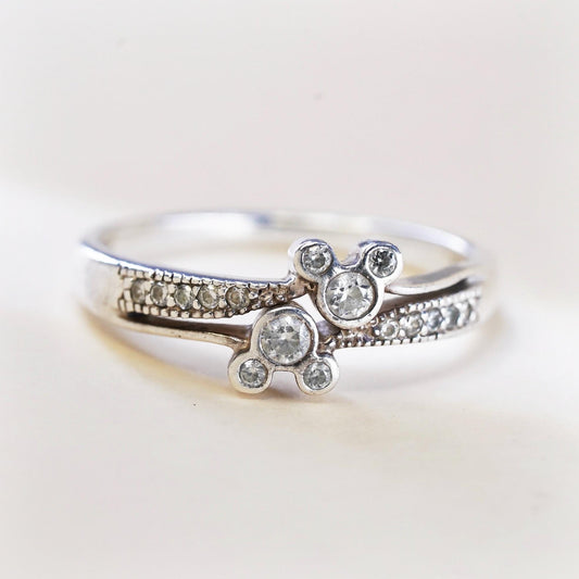 Size 9.25, Disney sterling 925 silver Mickey Mouse band ring with cluster CZ