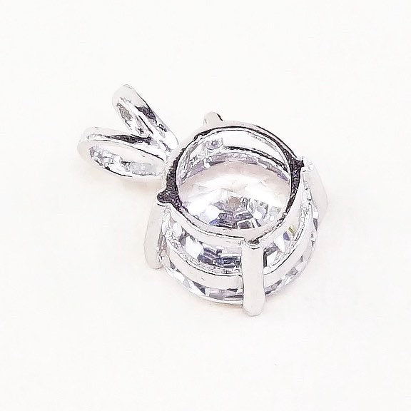 VTG sterling silver cz crystal pendant, 925 silver pendant, stamped 925