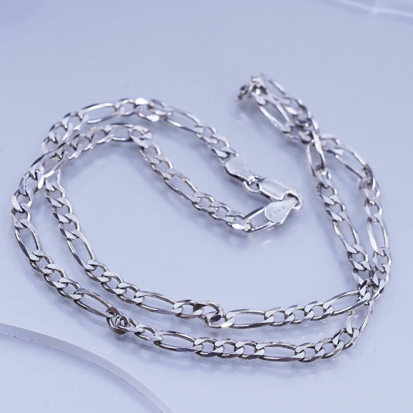 20” 5mm, vintage Italian Sterling 925 silver figaro chain necklace