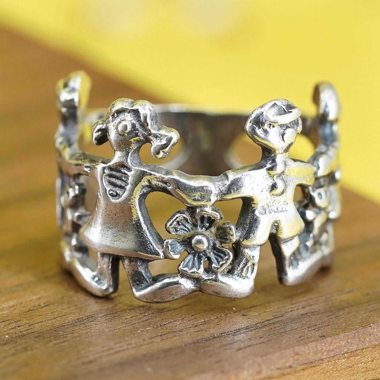 size 5.25, vintage Sterling silver handmade ring, 925 children friendship band