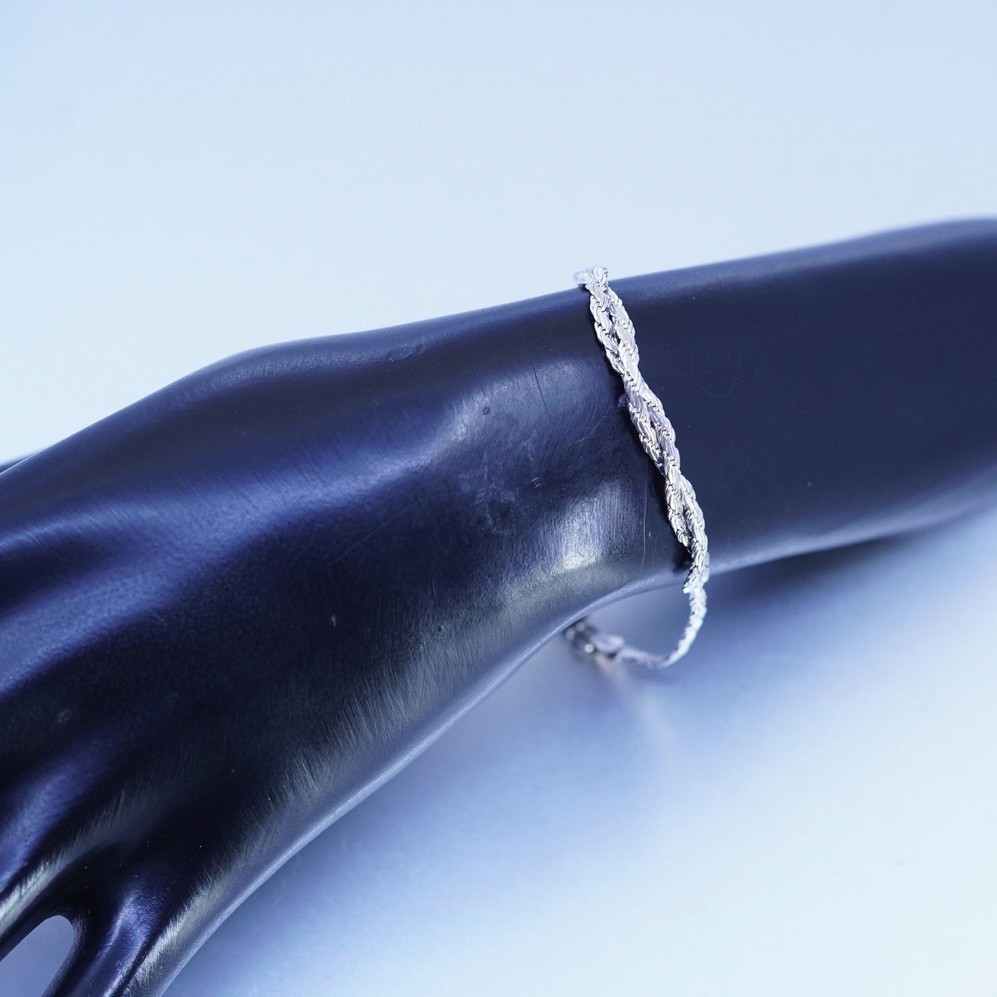 6.5”, Vintage Italy Sterling 925 silver handmade bracelet, twisted curb chain