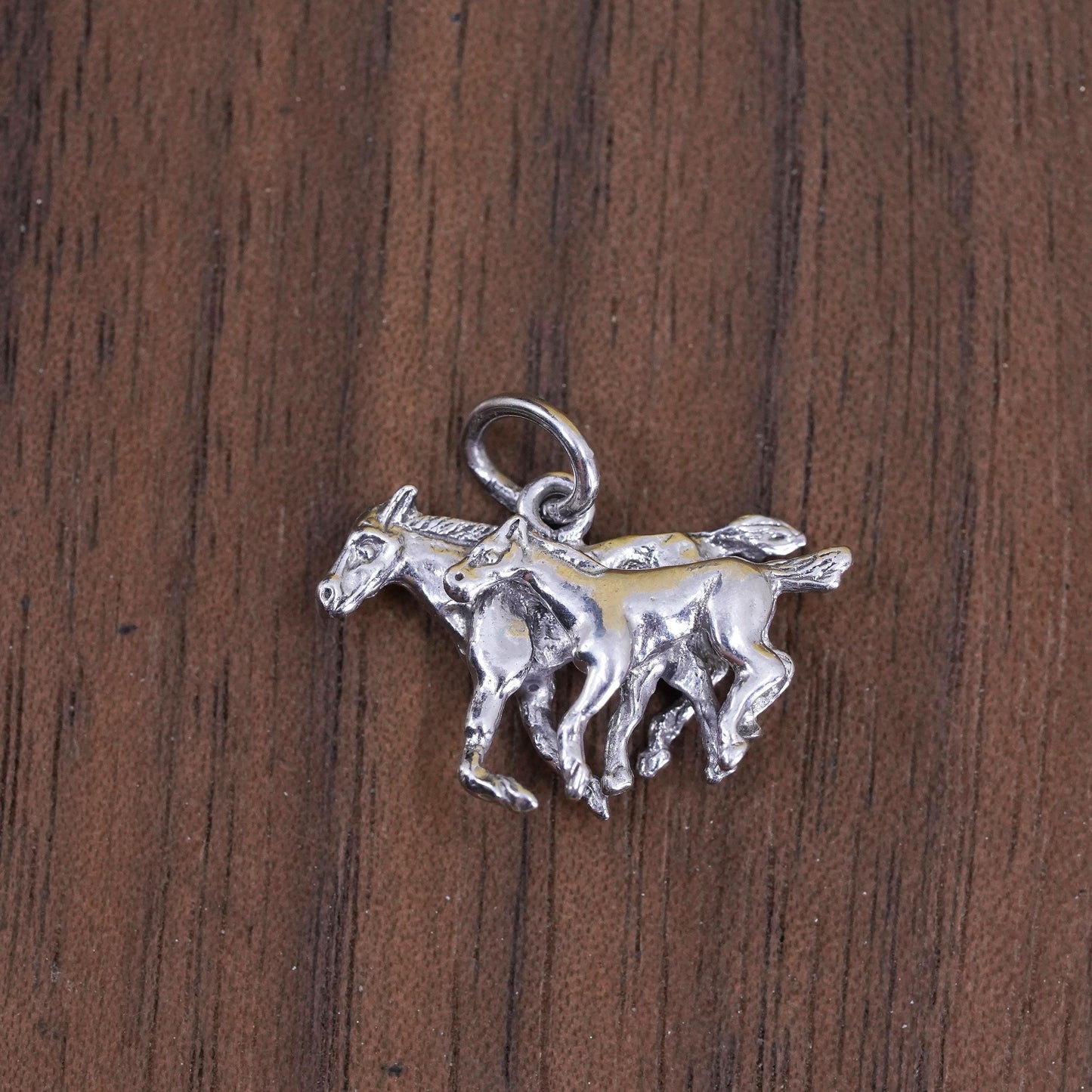 Vintage Sterling silver handmade charm, 925 mother horse pony pendant