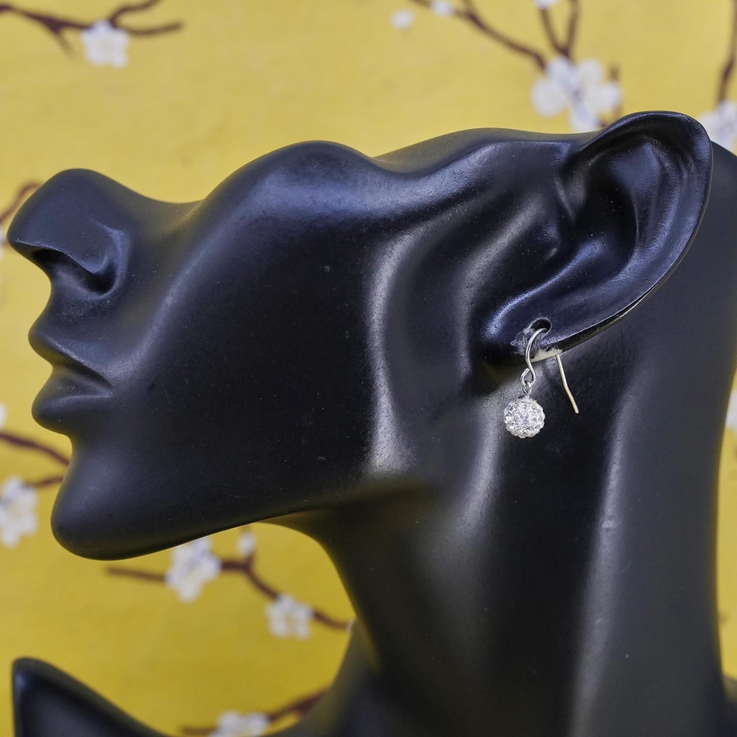 Vintage Sterling silver earrings, 925 drops with cluster Cz