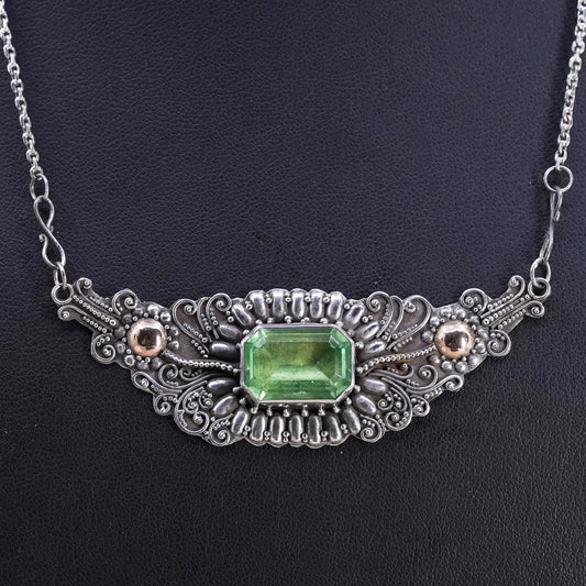 18” VTG southwestern Sterling silver necklace 925 circle chain filigree pendant