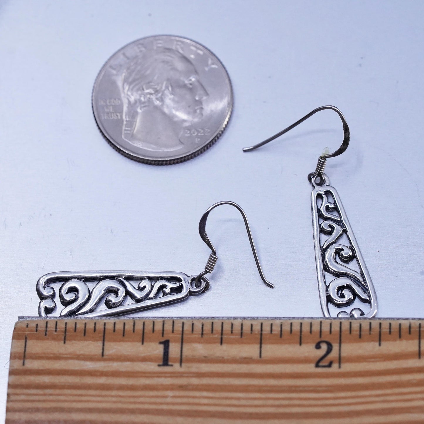 Vintage Sterling 925 silver handmade swirly earrings