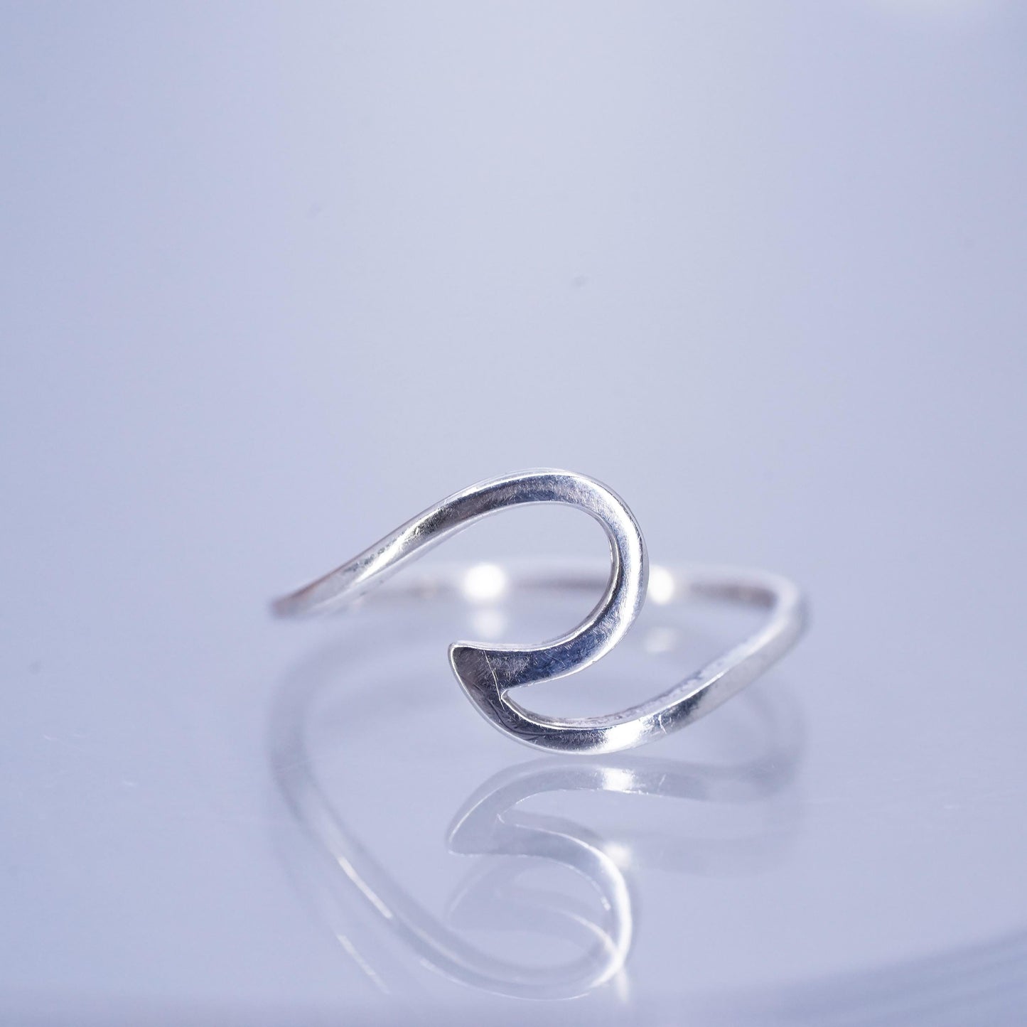 Size 4.5, vintage modern Sterling 925 silver handmade ring, wavy band