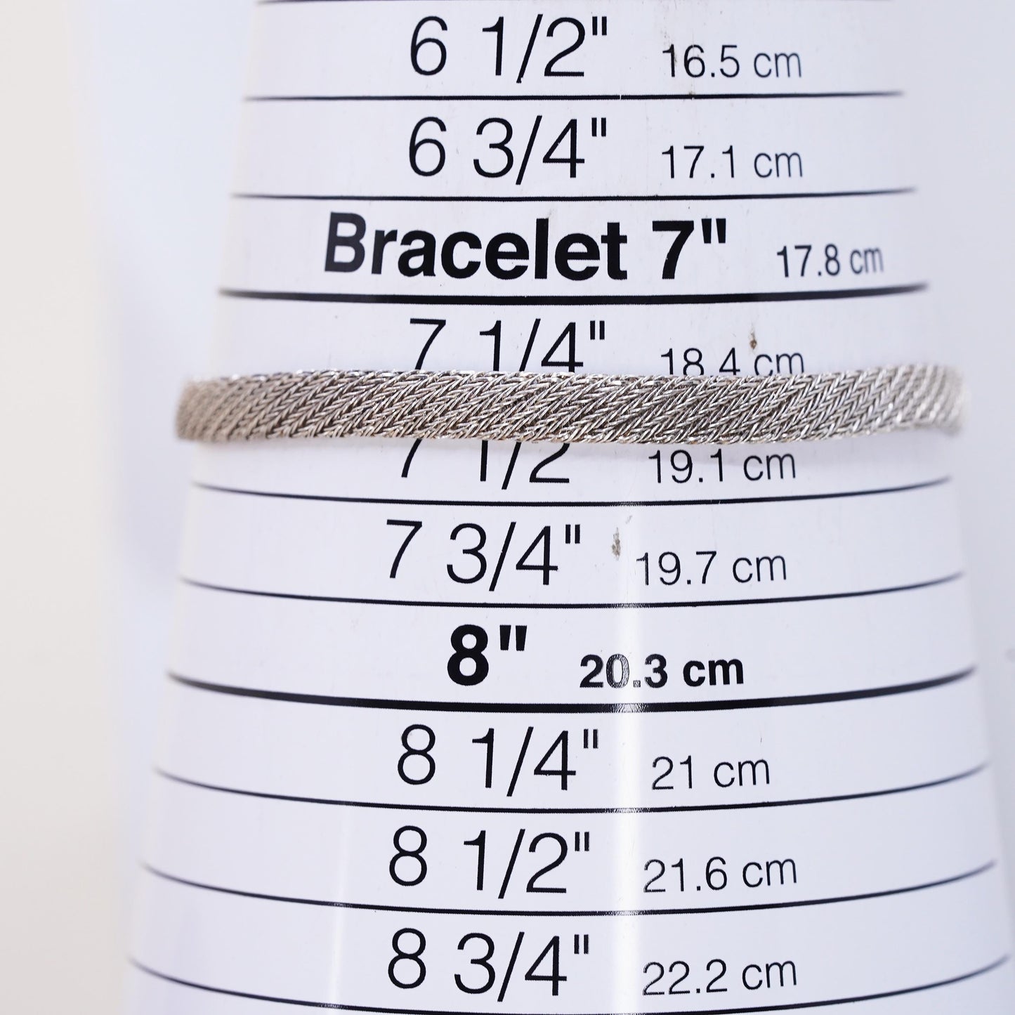 7.5” 6mm, Vintage sterling 925 silver mesh bracelet