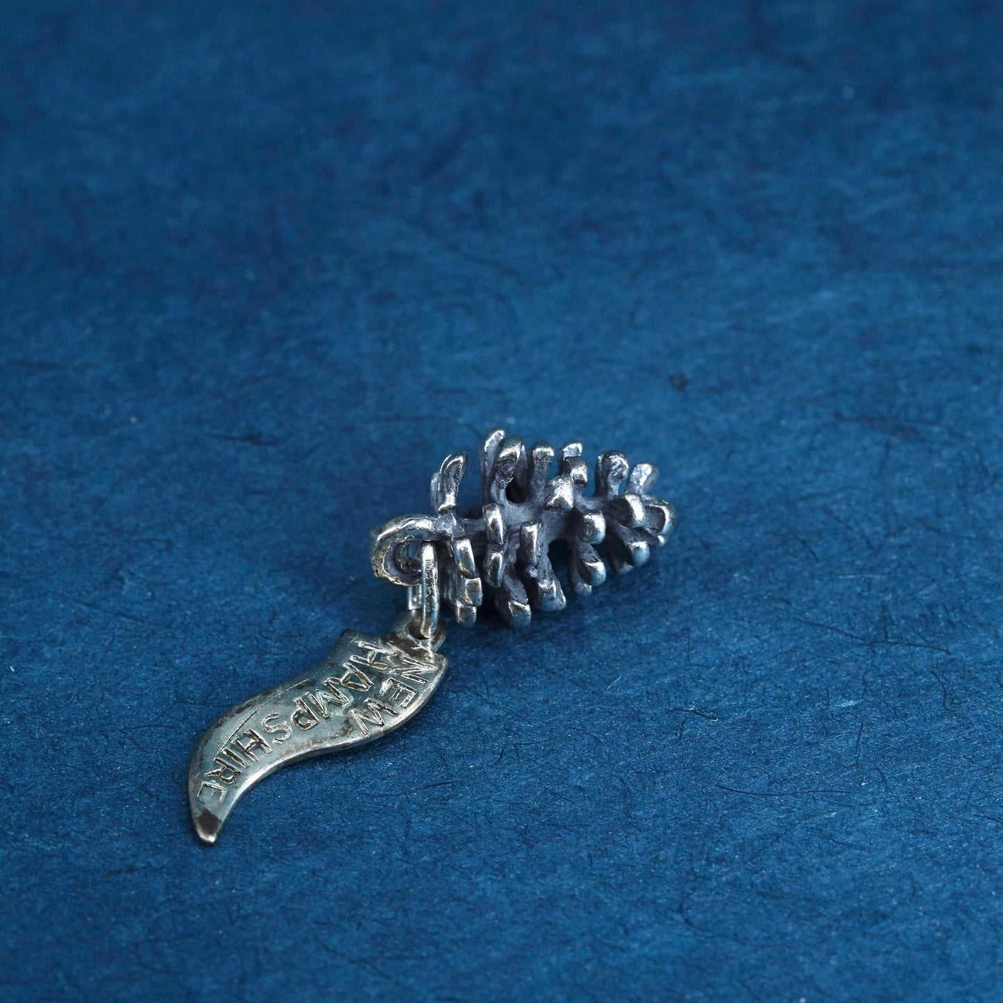 Vintage Sterling silver handmade pendant, 925 pine cone charm
