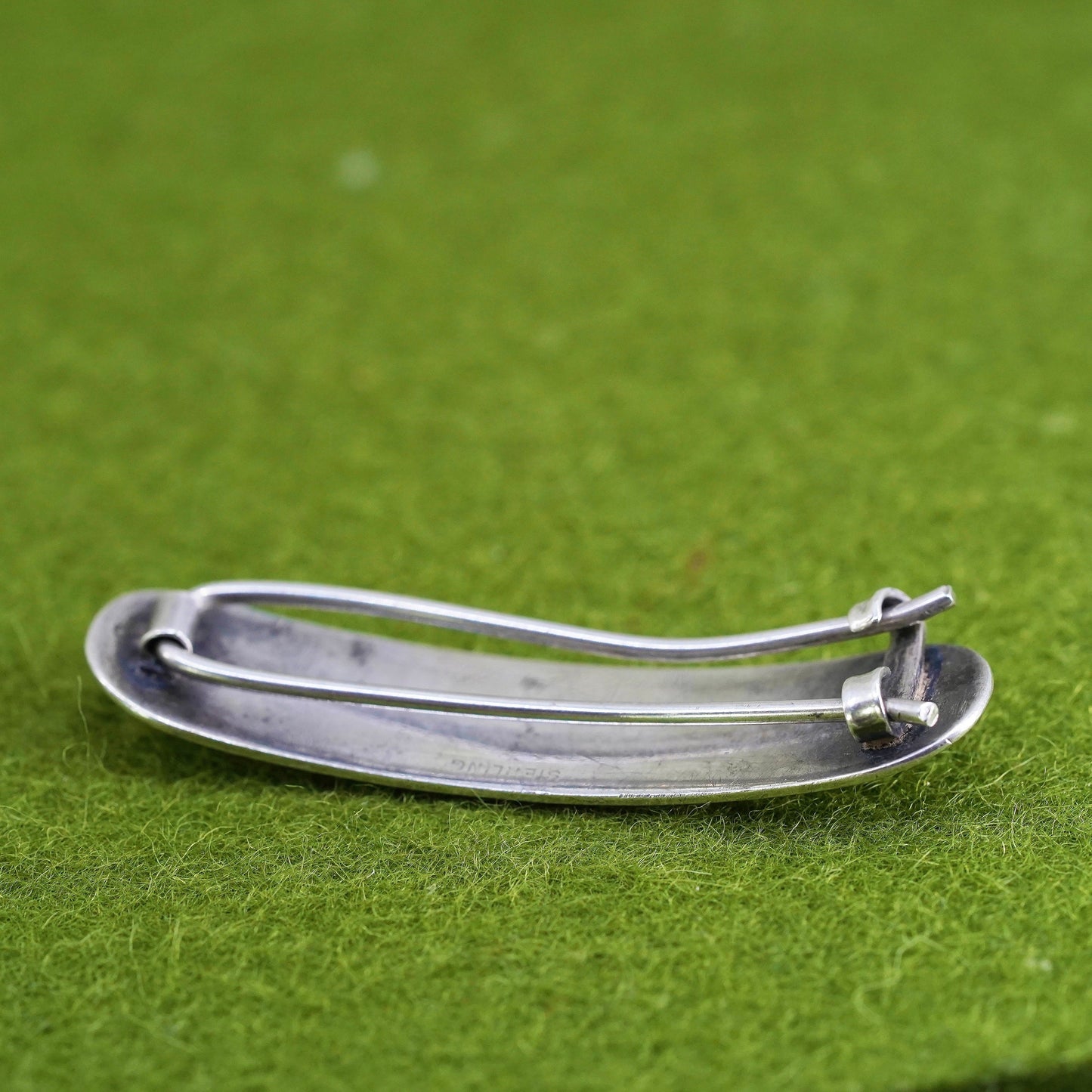 Vintage modern Sterling 925 silver handmade oval hair clip