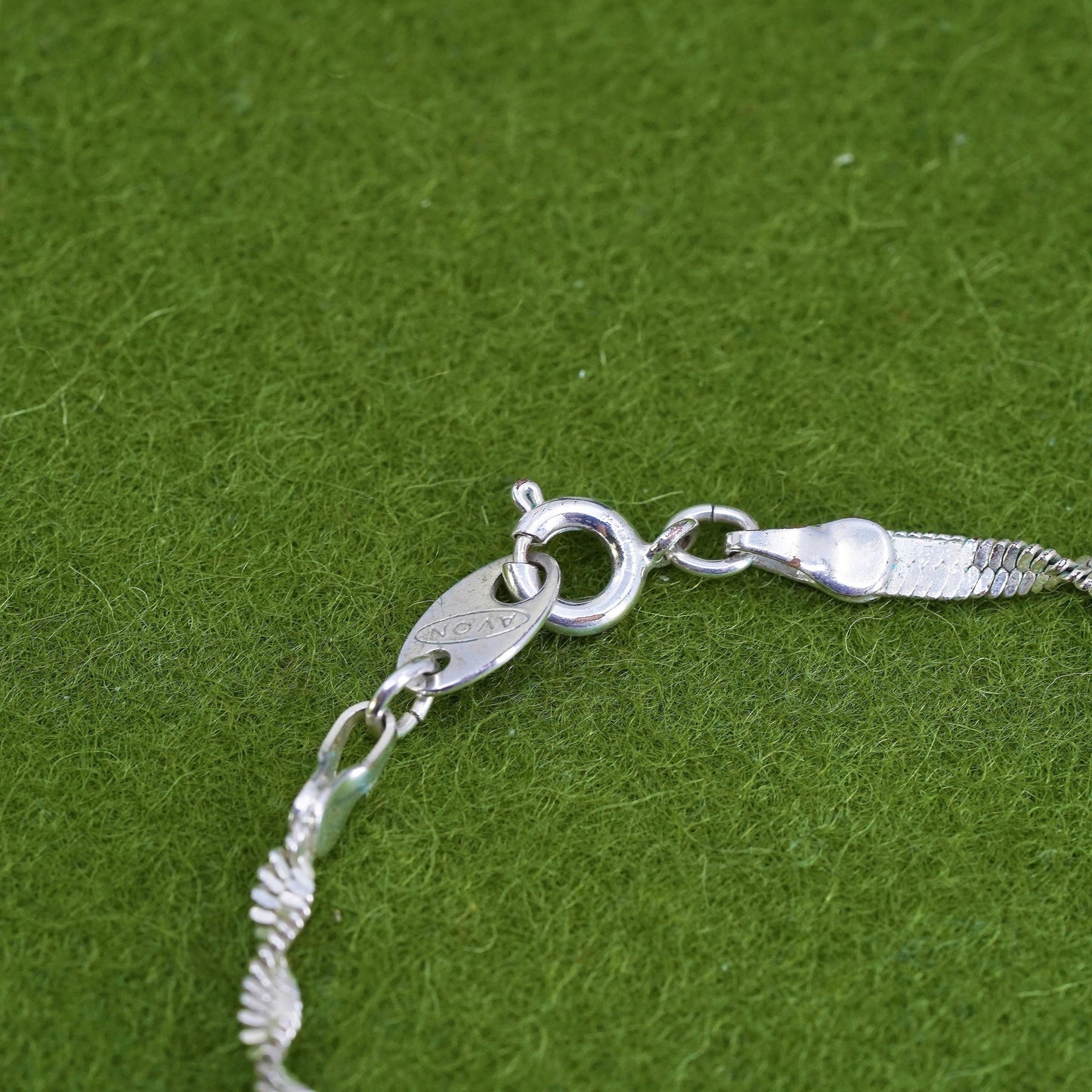 7" 3mm, Vintage sterling silver bracelet, twisted herringbone link bracelet