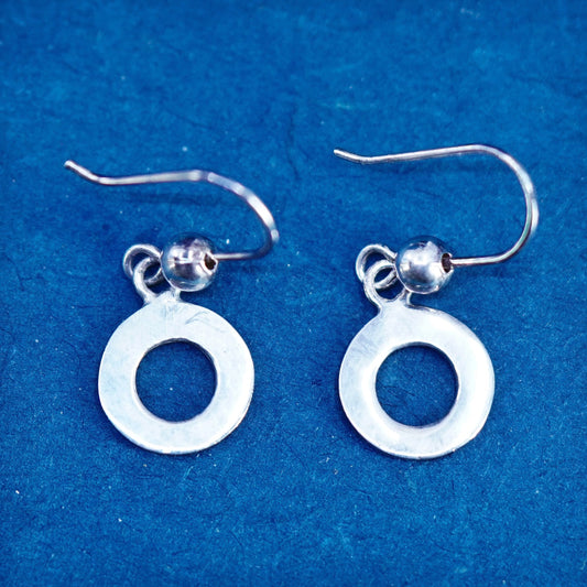 Vintage Sterling Silver handmade Earrings. 925 circle dangles
