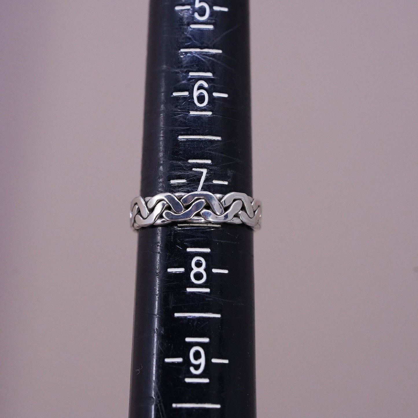 Size 7, vintage Sterling silver handmade ring, solid 925 silver cable band