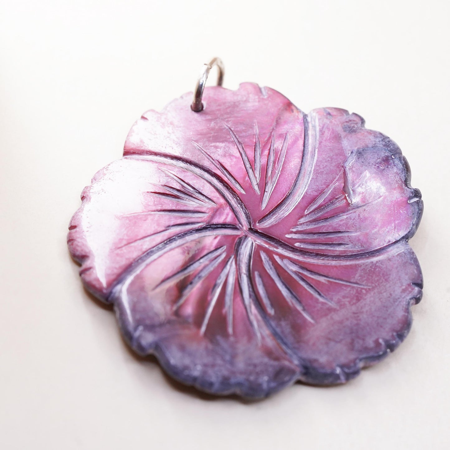 Vintage red burgundy huge carved flower pendant