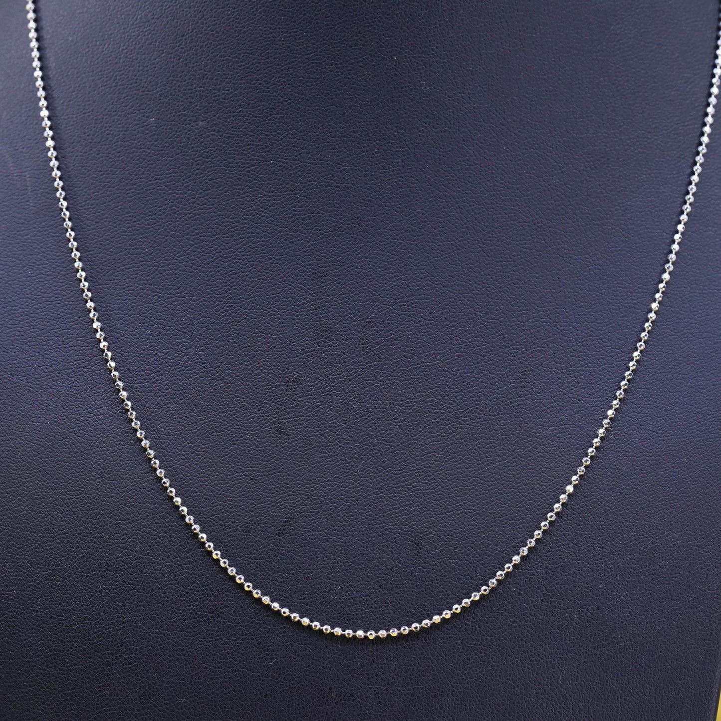 20" 1mm, vintage Sterling silver beads necklace, Italy 925 silver chain
