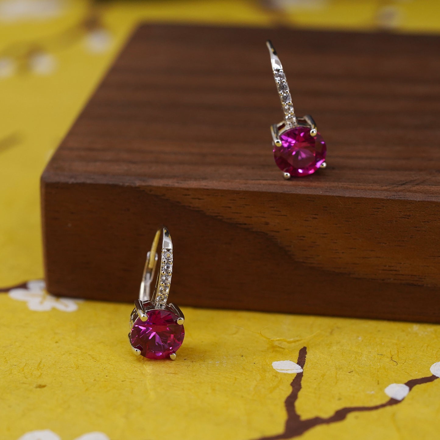 Vintage Sterling 925 silver earrings with ruby