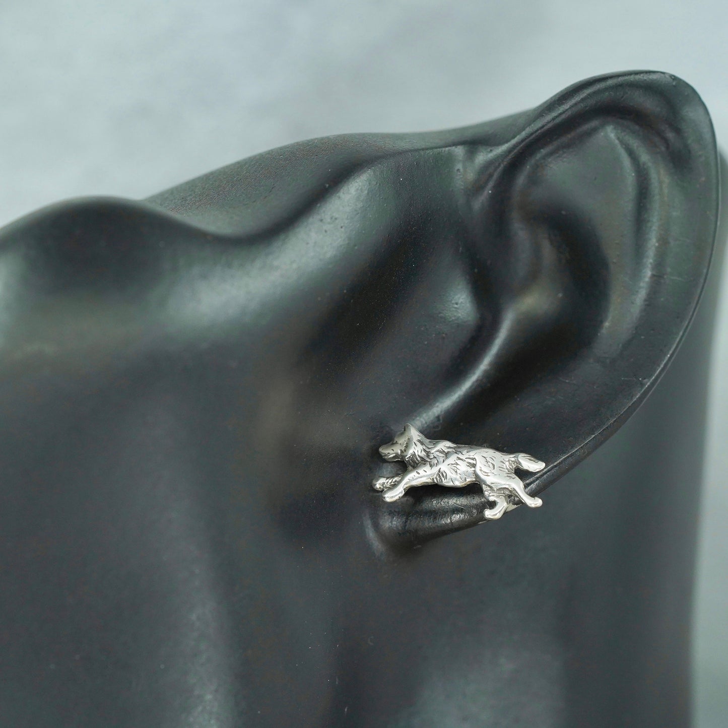 Vintage southwestern Sterling 925 silver handmade star earrings, wolf studs