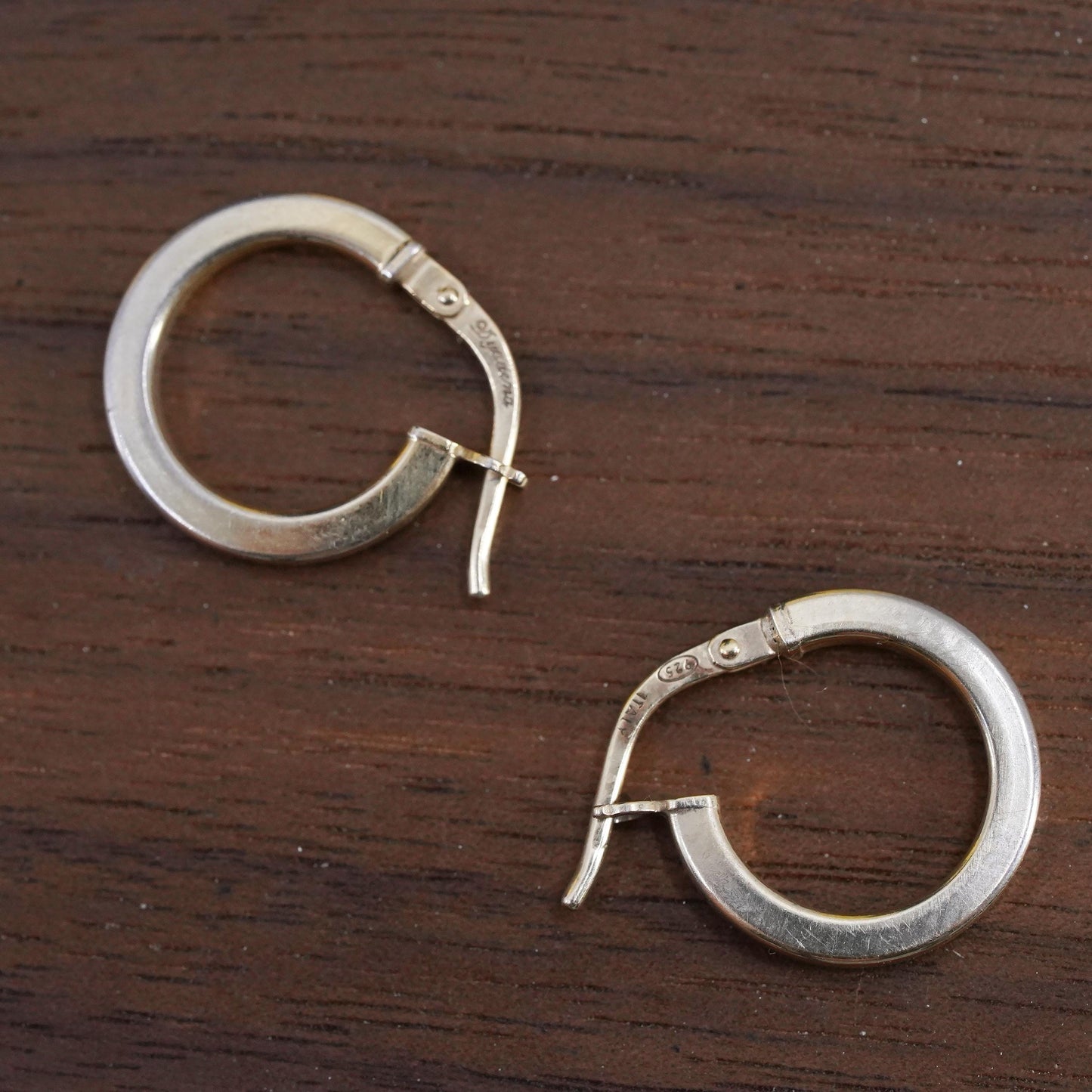 0.5", Italian Dyadema vermeil gold plated Sterling silver earrings, 925 hoops