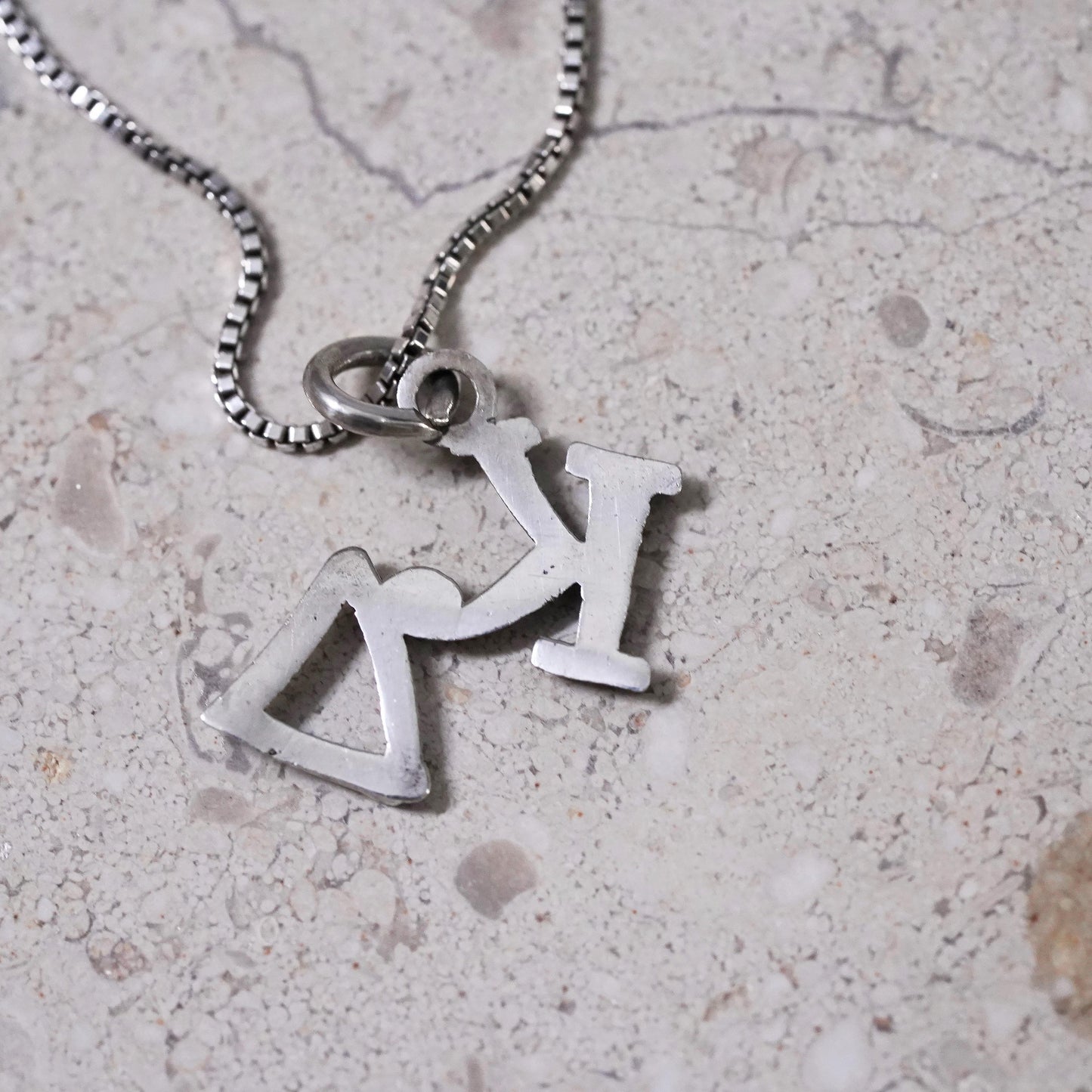 18", Sterling silver necklace, 925 box chain Greek letter Kappa Delta pendant