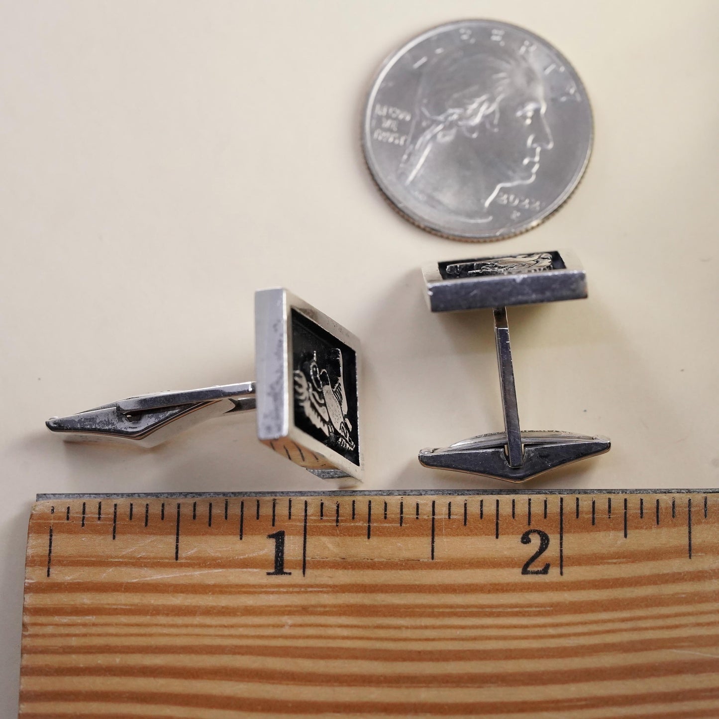 VTG FS Fenwick & Sailors Sterling 925 Silver Aesthetic Mallard Duck Cufflinks