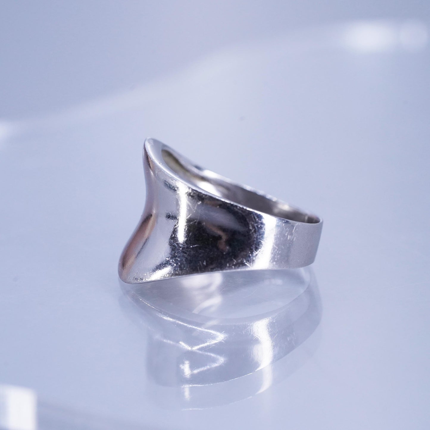 Size 9.5, vintage modern Sterling 925 silver handmade ring, wavy band