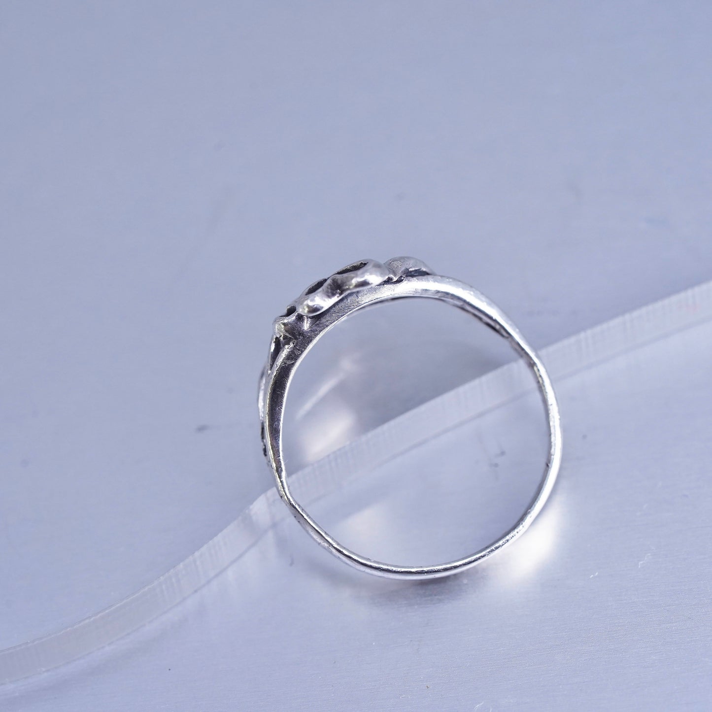 Size 7.5, southwestern Sterling 925 silver wedding ring, heart stackable band