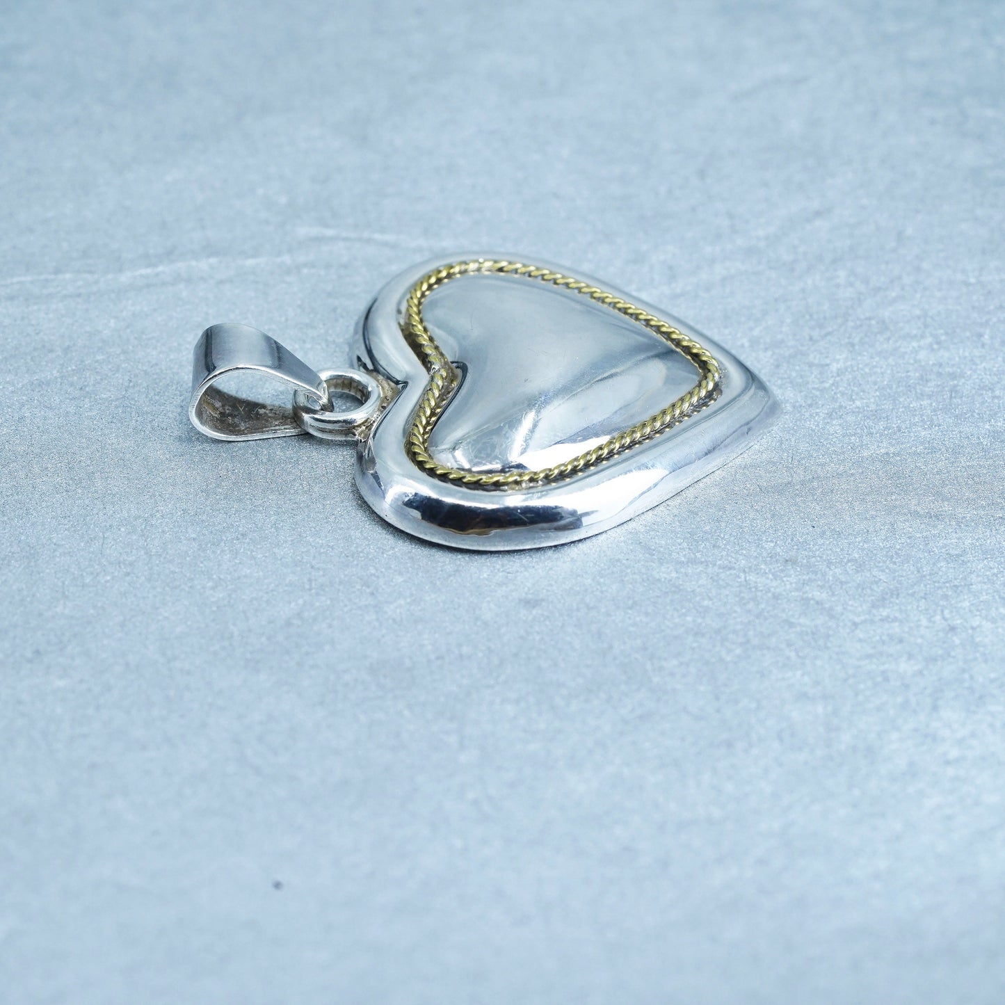 antique sterling 925 silver heart pendant, stamped 925 Mexico