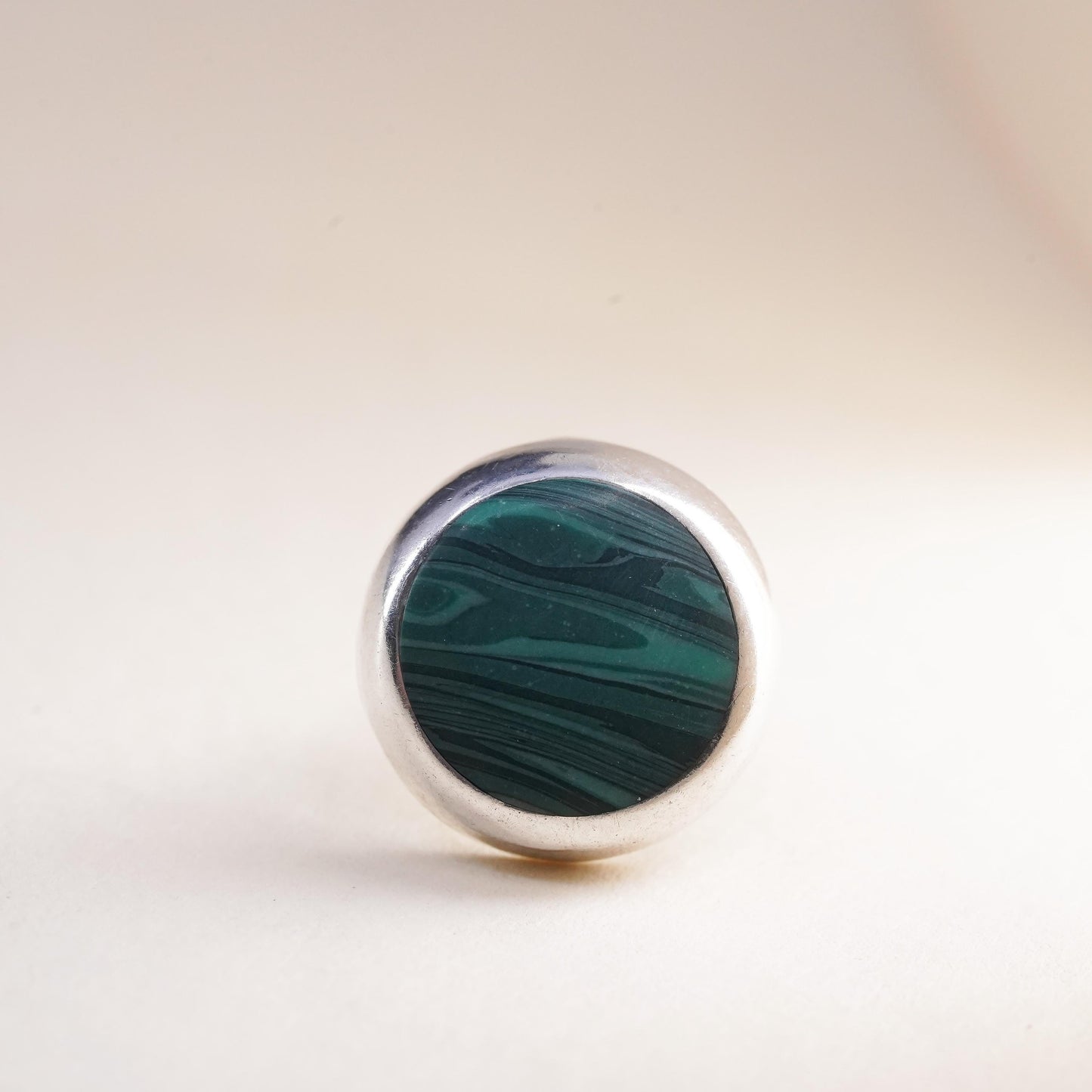 southwestern Mexican Sterling 925 silver stud malachite, single earring