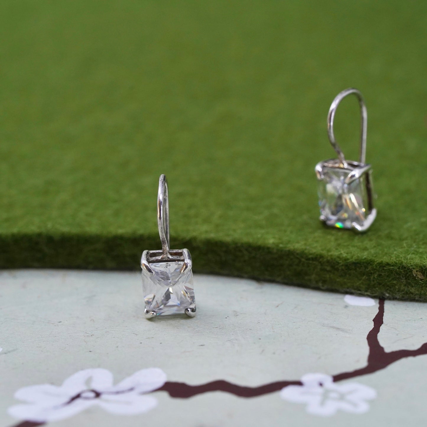 Silpada W0353 Rectangular Cubic Zirconia Sterling 925 Silver Earrings