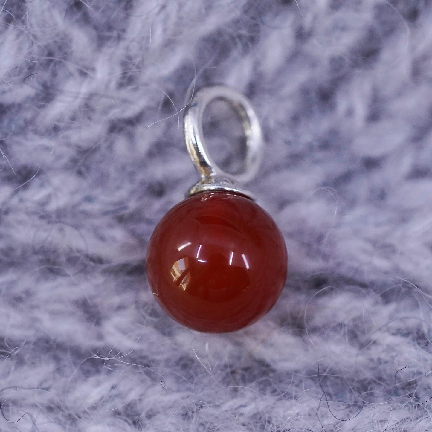 Vintage sterling silver handmade pendant, 925 charm with carnelian bead