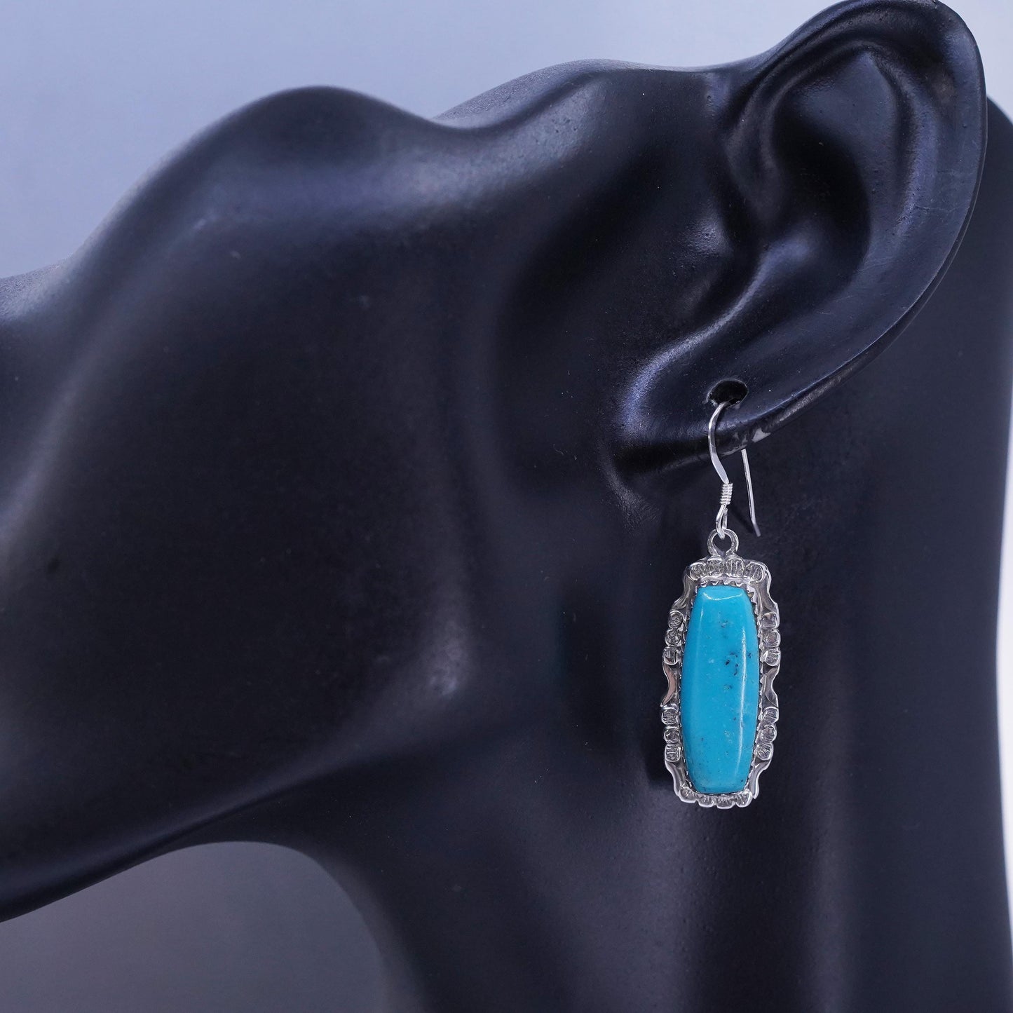 Vintage Sterling 925 silver handmade earrings with turquoise