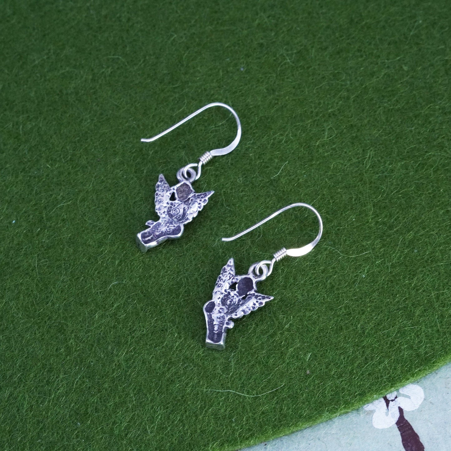 Vintage Sterling silver handmade earrings, 925 angel dangles
