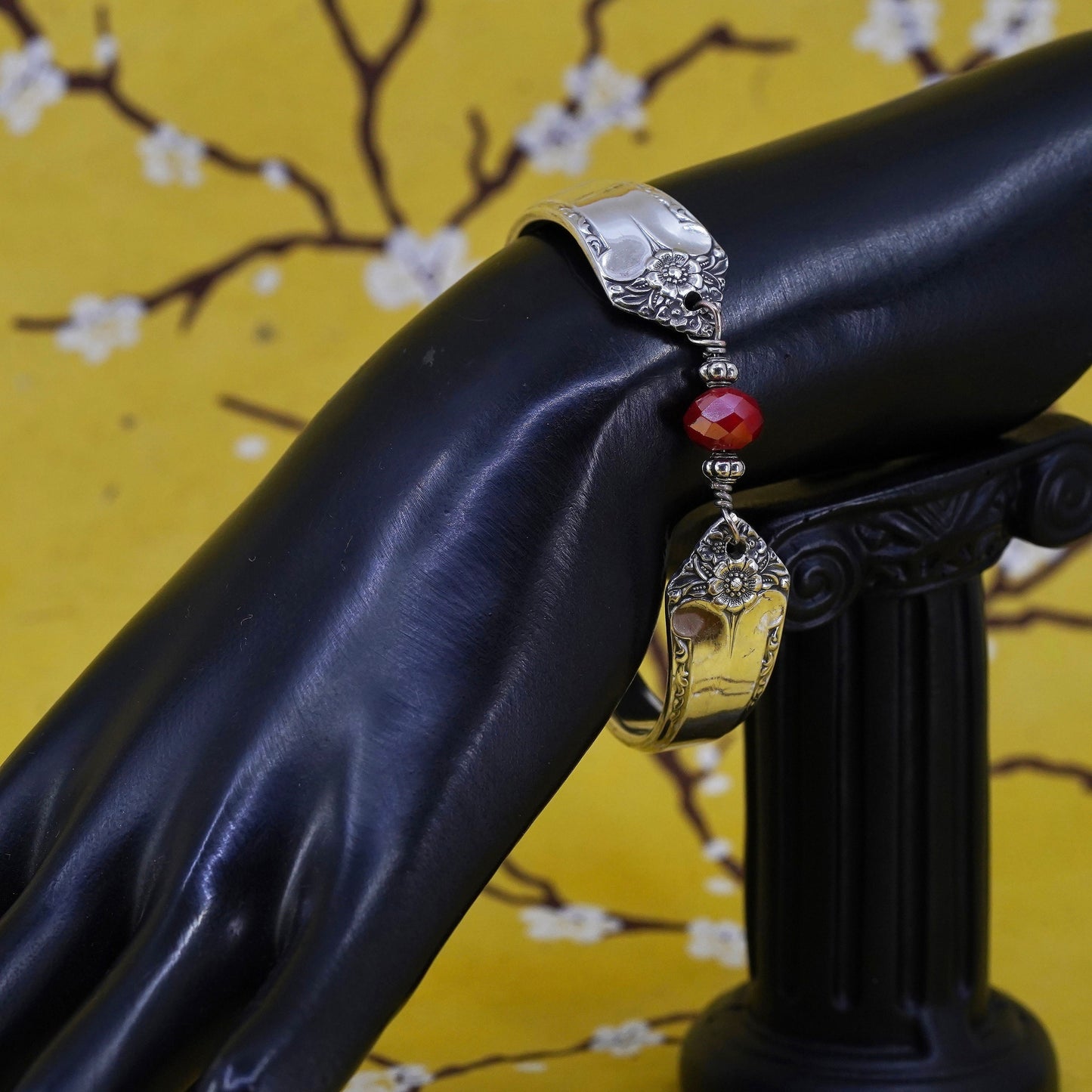 6.5”, Vintage Sterling silver spoon bracelet, 925 Silver Handmade bangle