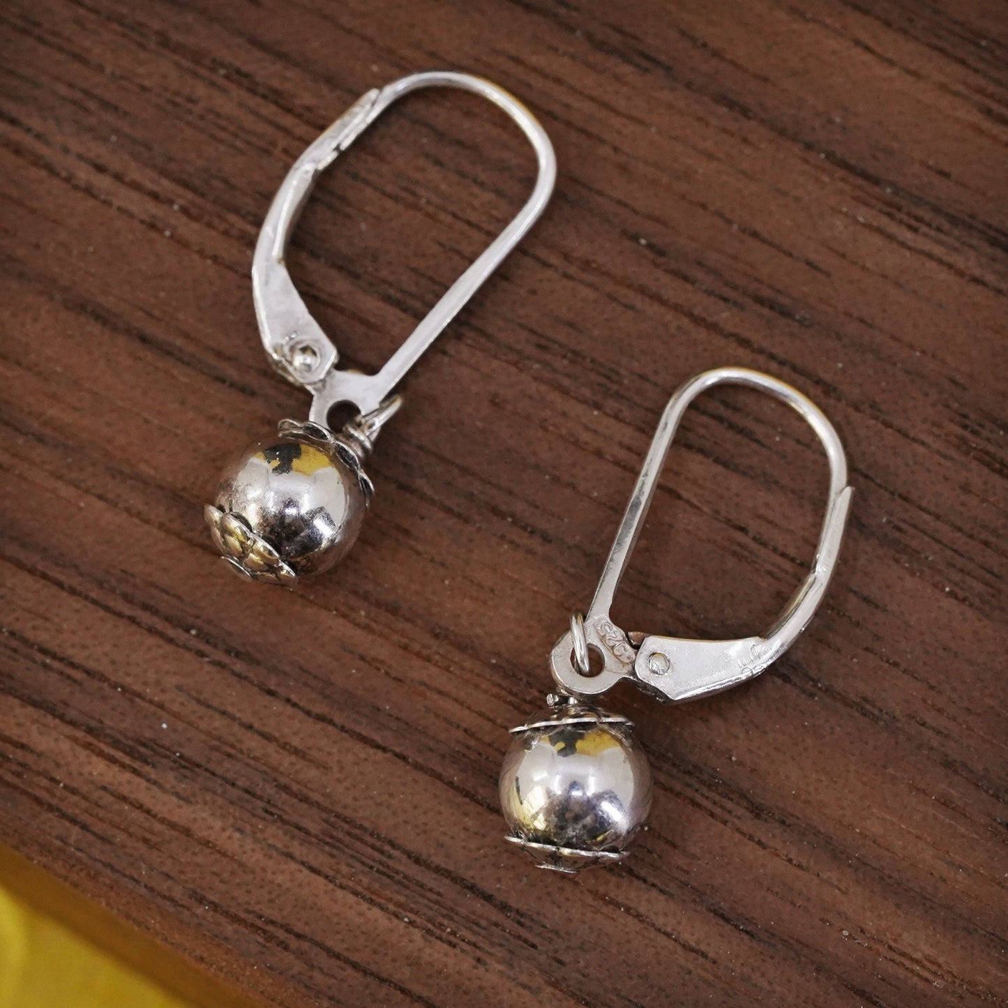Vintage Sterling silver handmade earrings, 925 beads drops
