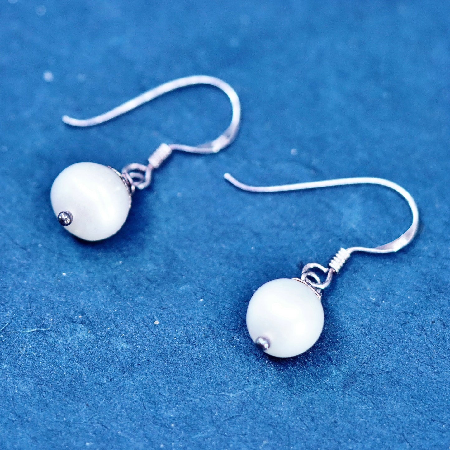 Vintage Sterling silver handmade earrings, 925 hooks with pearl