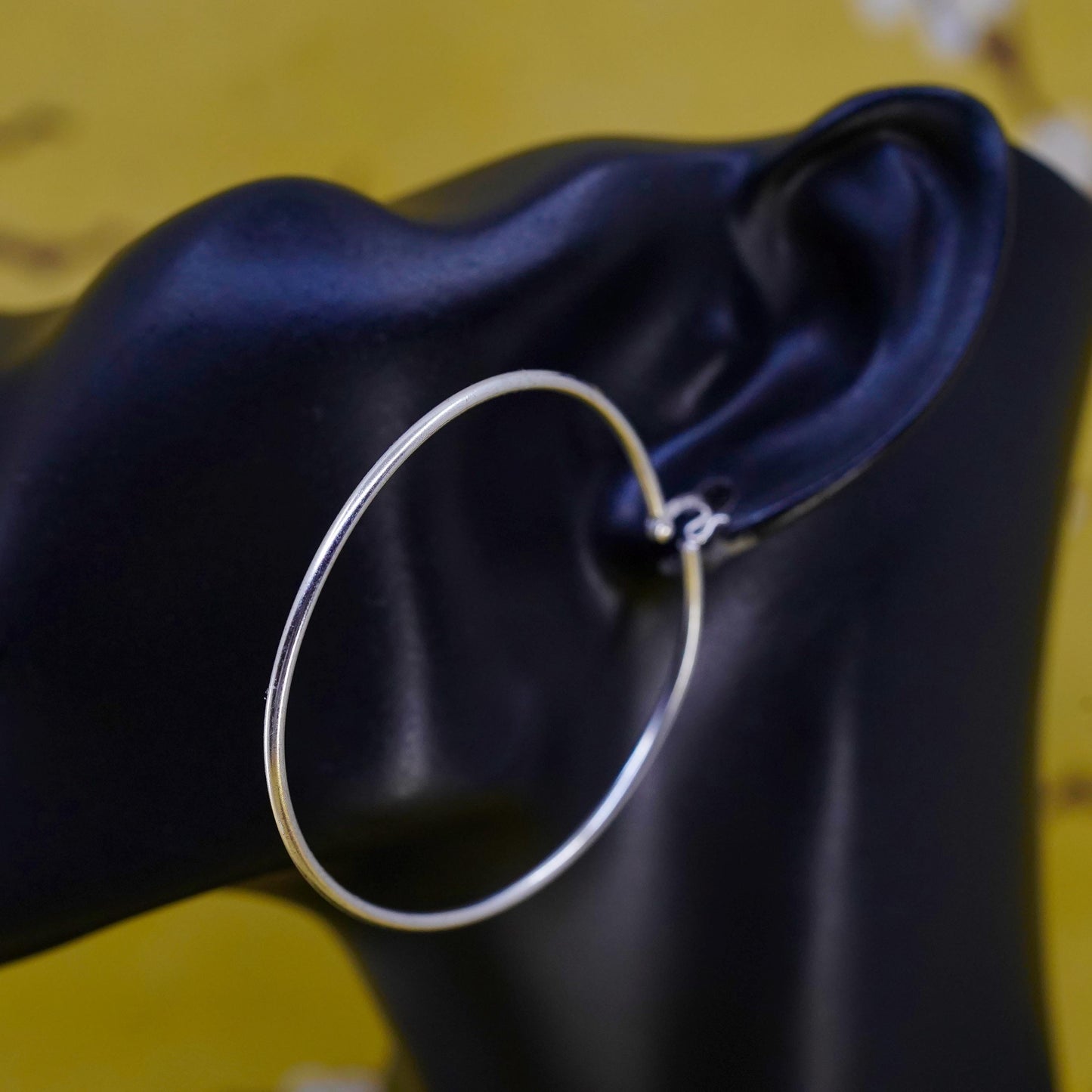 2.25”, FLAW! Sterling silver handmade earrings, huge bold 925 hoops