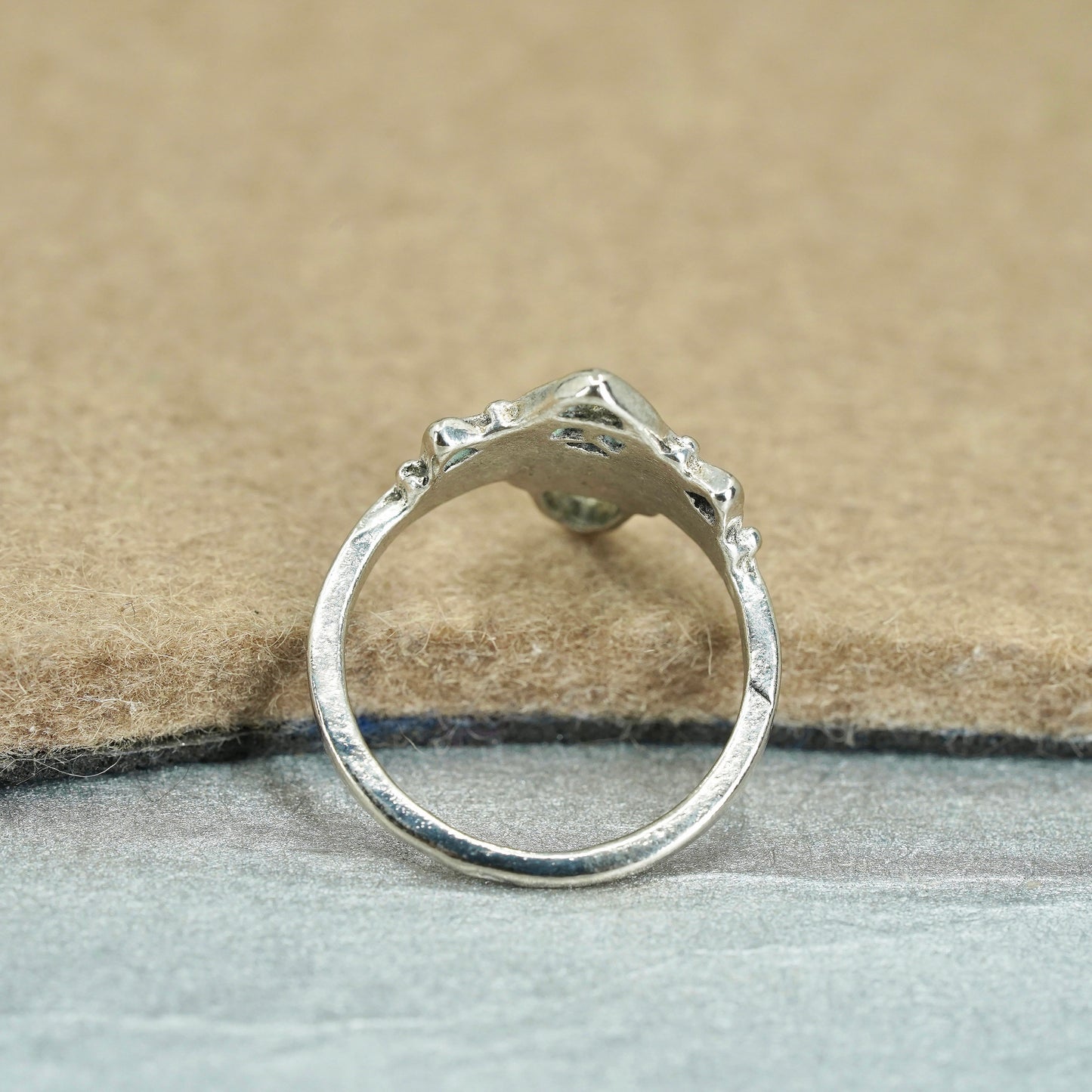Size 7, vintage Sterling 925 silver handmade ring with Larimar