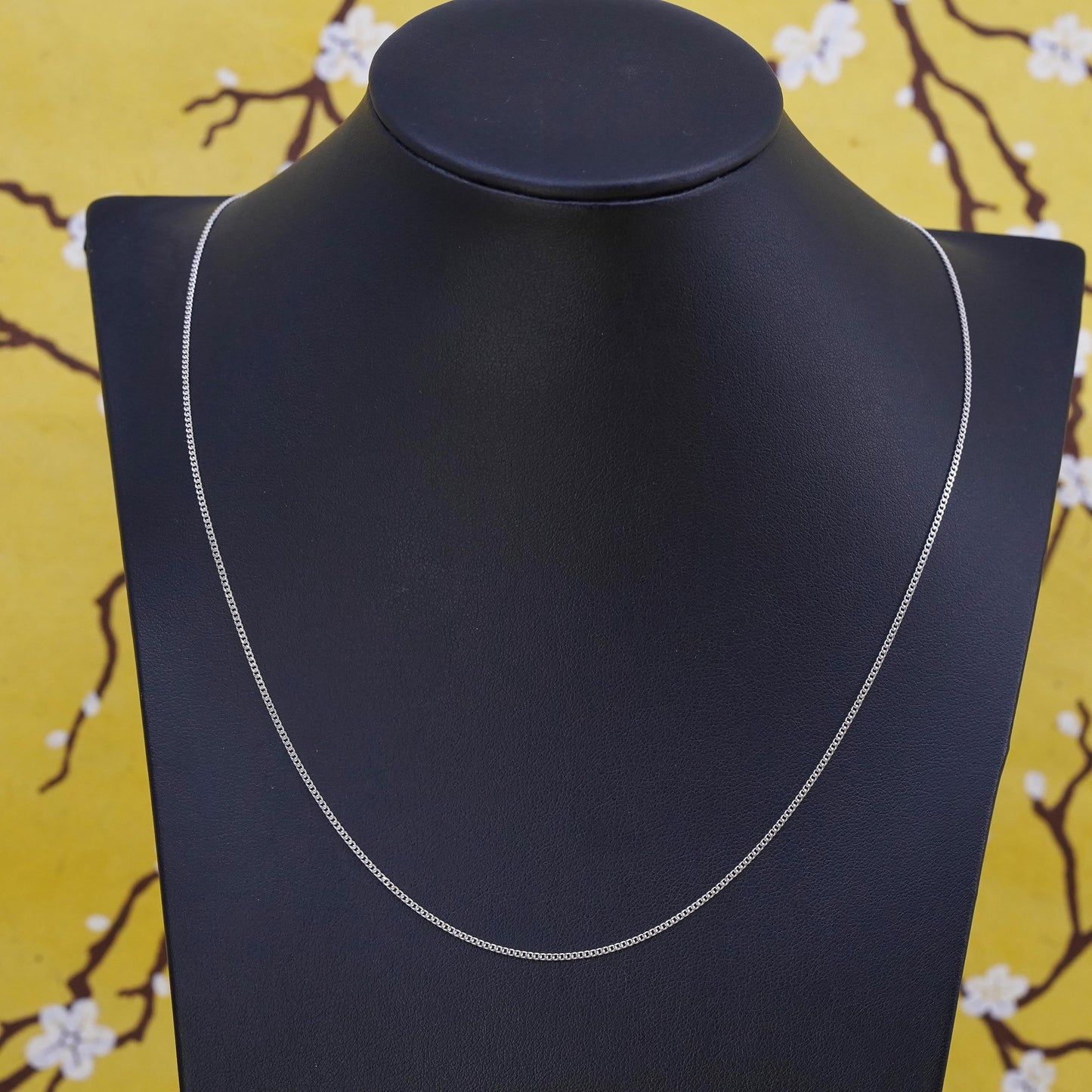 20”, 1mm, vintage Sterling silver necklace, 925 flatten curb chain