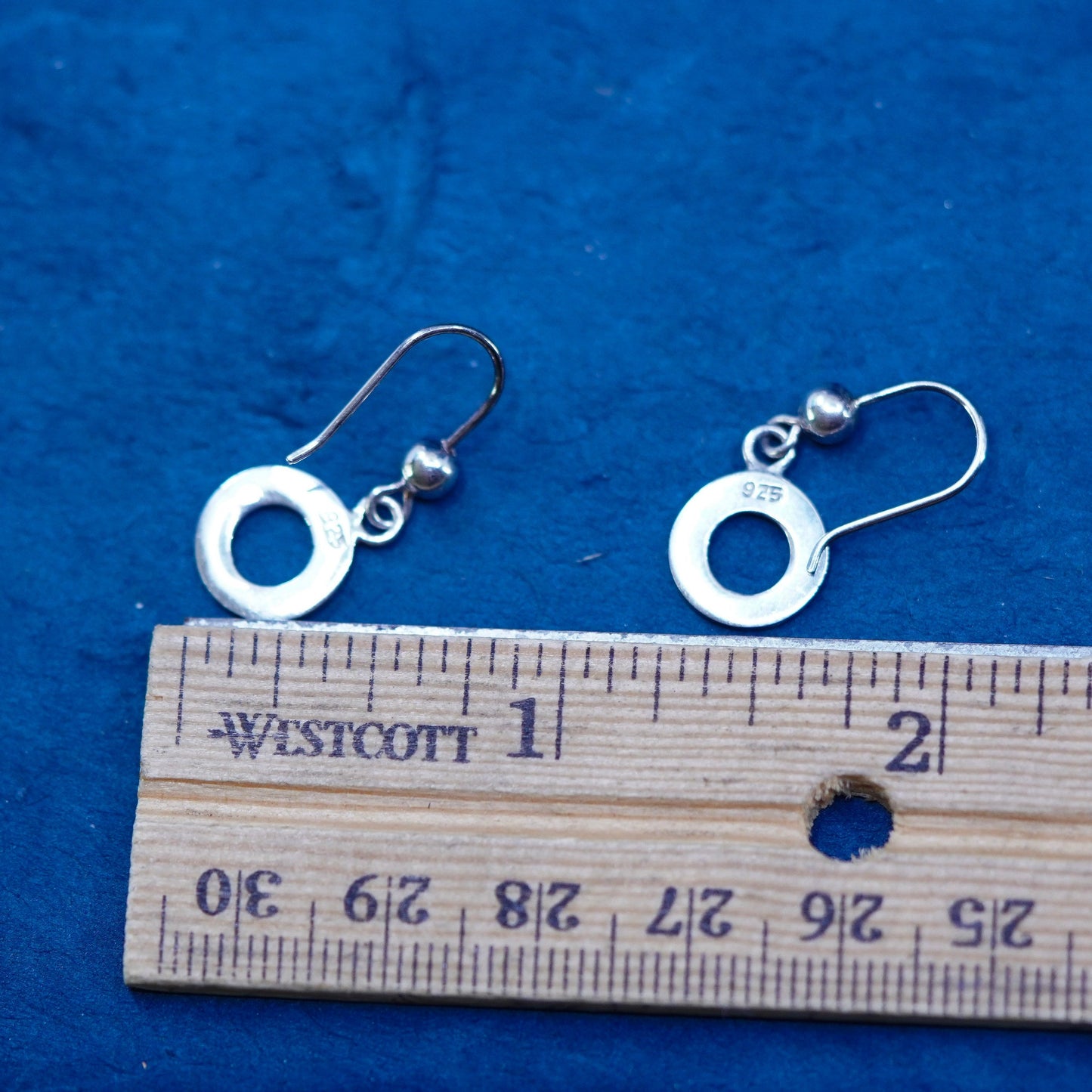 Vintage Sterling Silver handmade Earrings. 925 circle dangles