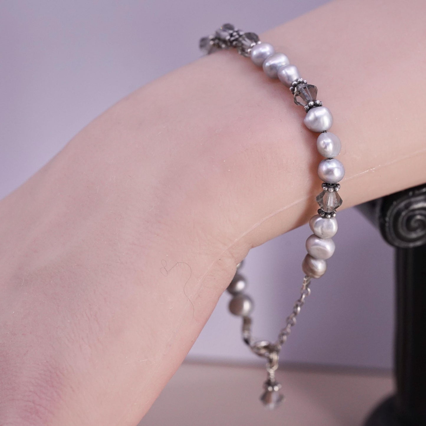 7+1”, Sterling silver bracelet, solid 925 silver clasp freshwater pearl beads