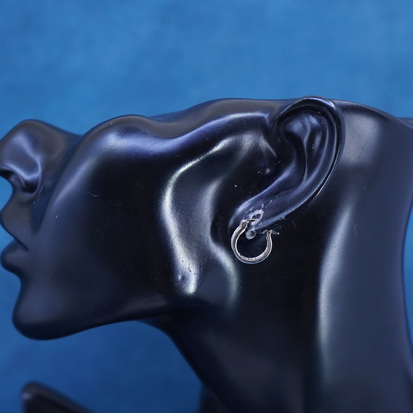 0.5", vintage Sterling silver handmade hoop earrings, 925 huggie with cz