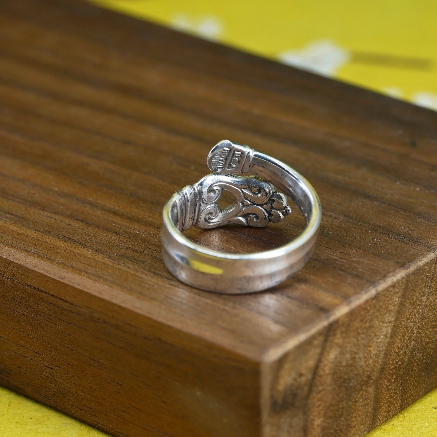 Size 6, vintage USA Sterling silver handmade wrap band, 925 spoon ring