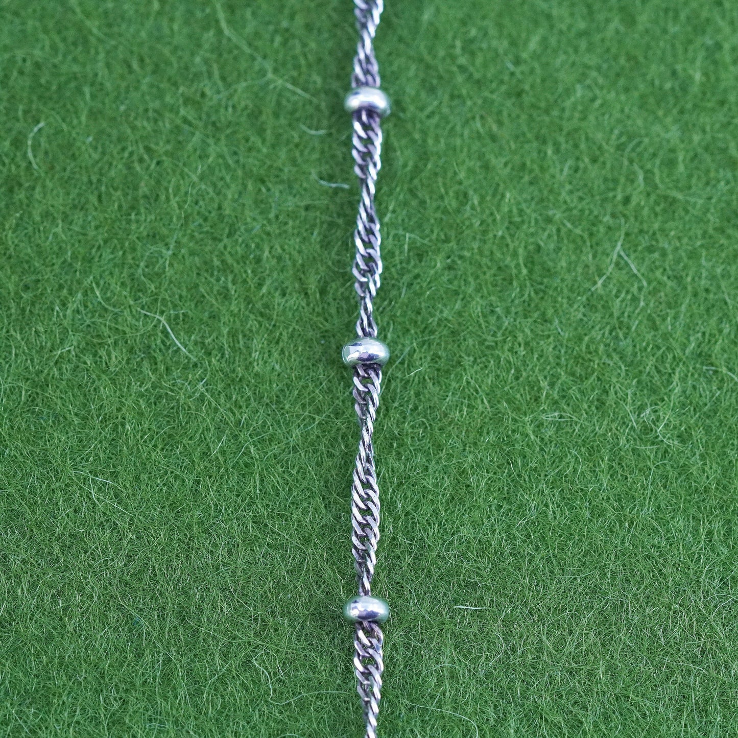 20" Italian sterling silver 925 silver twisted curb chain with beads, necklace
