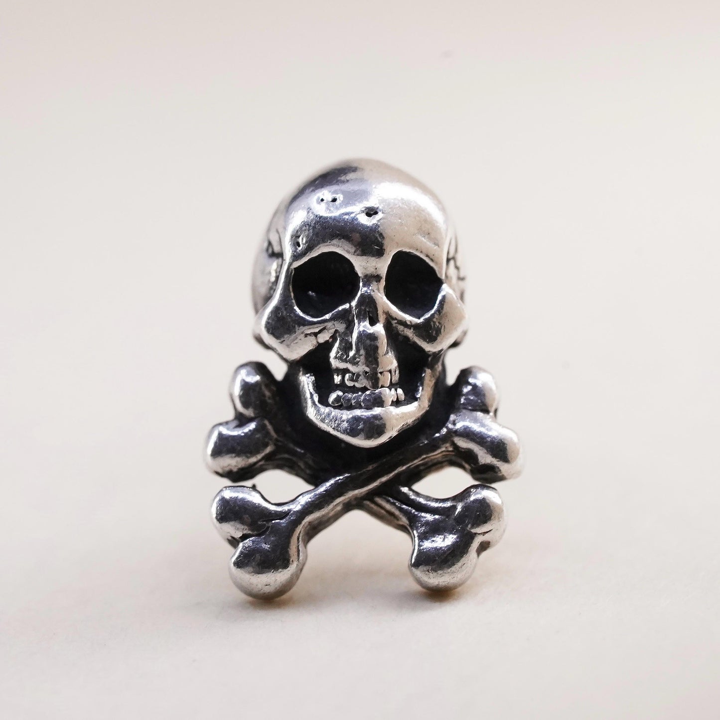 Vintage handmade single earring. Sterling 925 silver skull stud