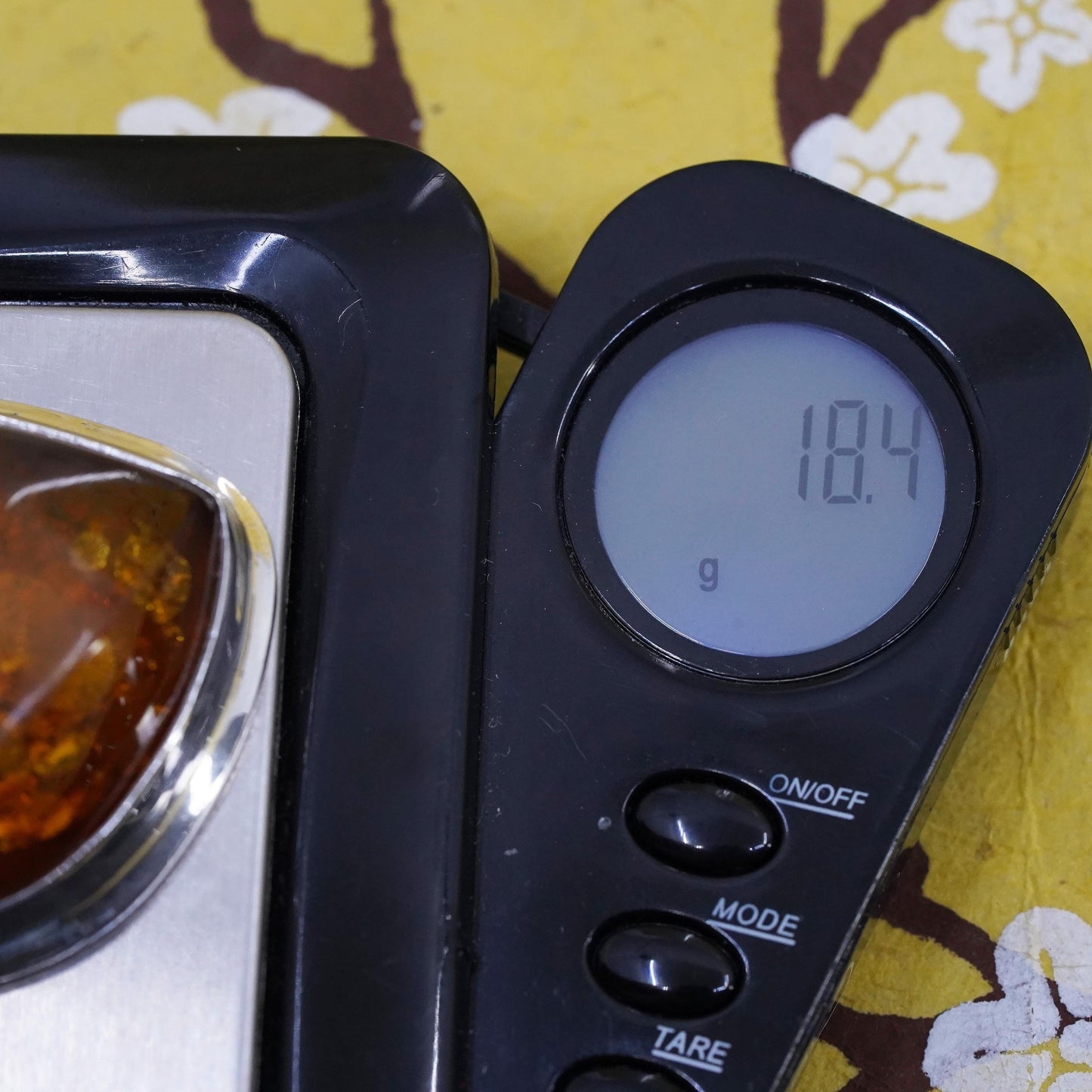 Vintage Sterling 925 silver handmade pendant with amber
