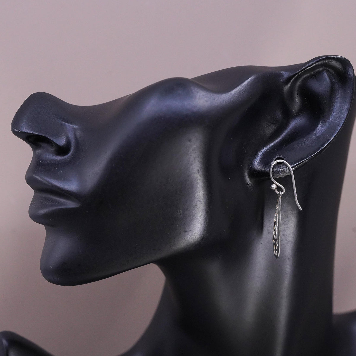 Vintage sterling silver handmade earrings, 925 filigree teardrop drop