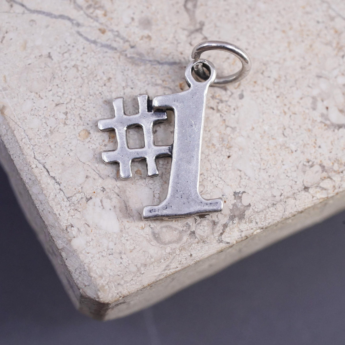 Vintage SJC Sterling silver handmade pendant, 925 number one charm