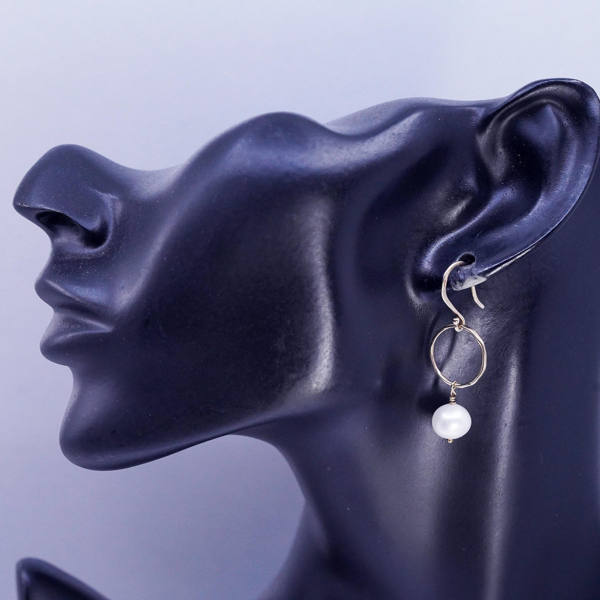 Vintage vermeil gold over Sterling 925 silver circle earrings freshwater pearl